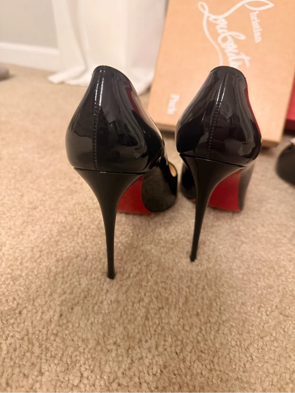 Christian Louboutin Black Patent Pointed-Toe Stilettos